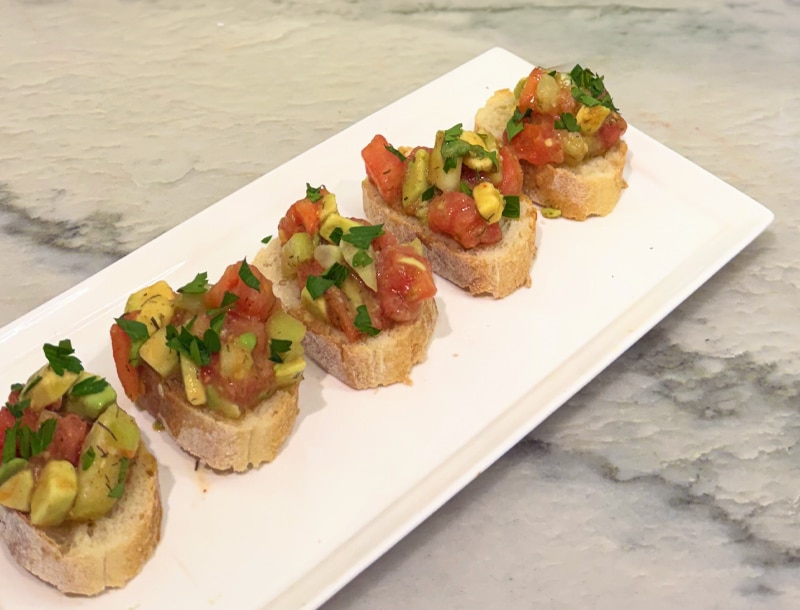 Creole Tomato & Avocado Salad on Toasted Baguette