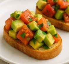 Creole Tomato and Avocado Salad on a Toasted Baguette