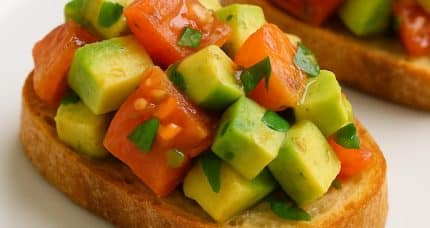 Creole Tomato and Avocado Salad on a Toasted Baguette