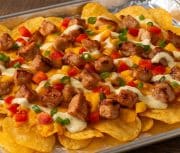 Grilled Pork Chop Nachos with Jalapeño Ranch Drizzle