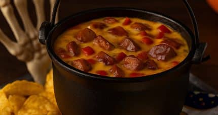 Smoky Sausage Queso Cauldron Dip